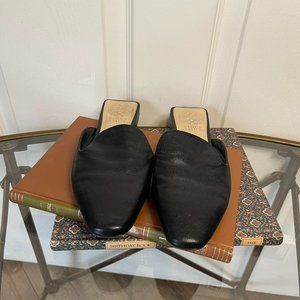 Vince Camuto Black Leather Smoking Loafer Slides - Size 5